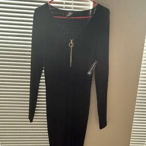 Elegant Black Zipper Dress